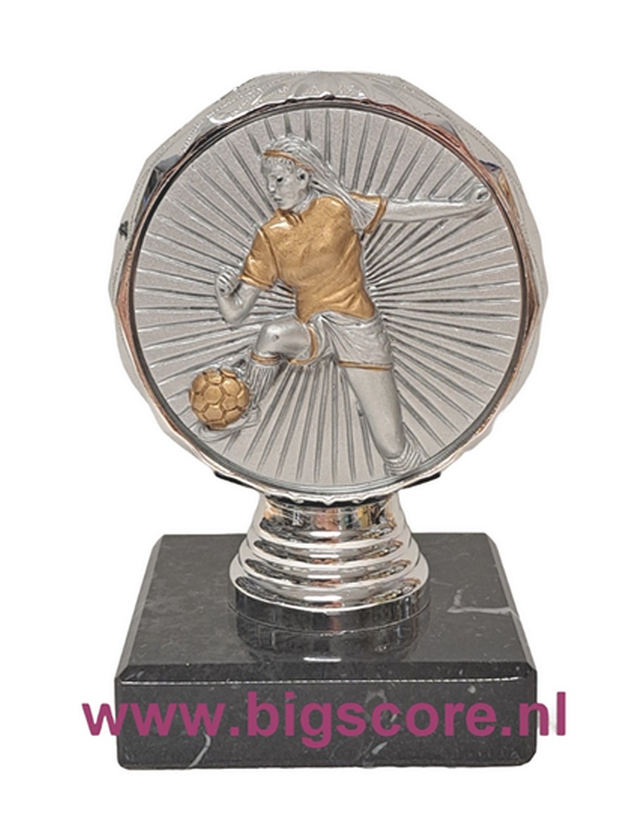 Voetbal VO-60 Damesvoetbal inleg Ø 70mm resin Zilver LAATSTE 3 OP=OP!!